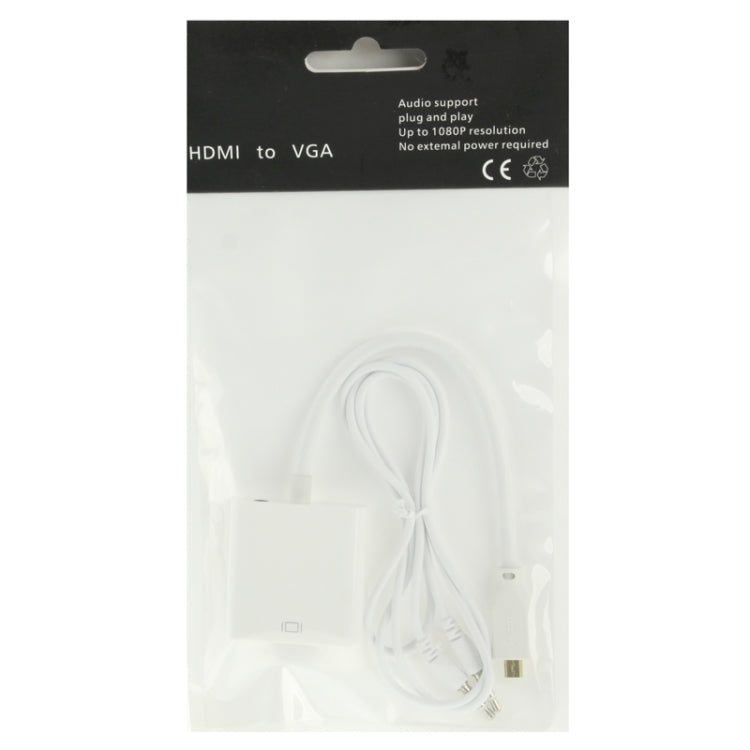 22cm Full HD 1080P Micro HDMI Male to VGA Female Video Adapter Cable with Audio Cable(White) by buy2fix