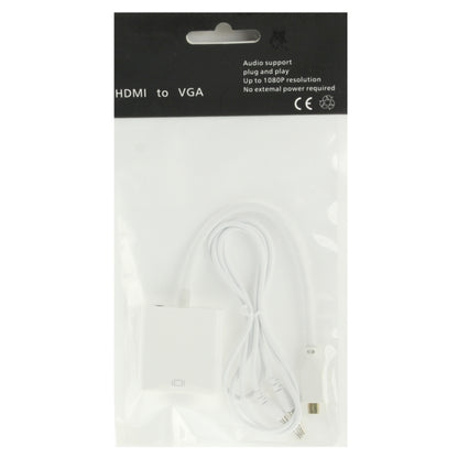 22cm Full HD 1080P Micro HDMI Male to VGA Female Video Adapter Cable with Audio Cable(White) by buy2fix