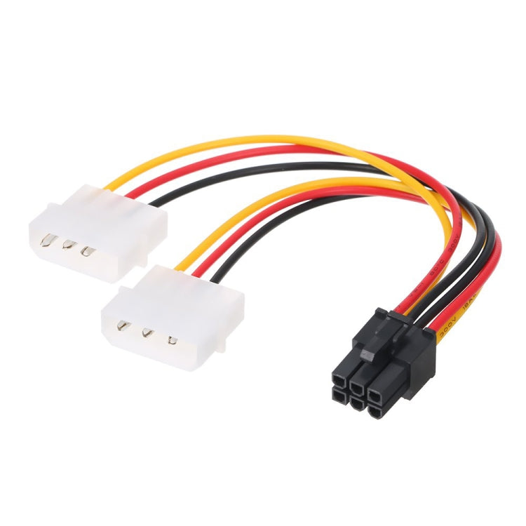 6 Pin Male to 2 x 4 Pin Female Power Cable, Length: 17.5cm by buy2fix