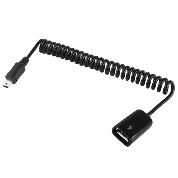 Mini 5-pin USB to USB 2.0 AF Coiled Cable / Spring Cable with OTG Function, Length: 22cm (can be extended up to 85cm)(Black) by buy2fix