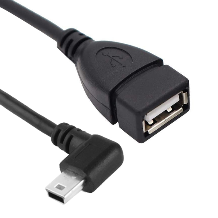 90 Degree Mini USB Male to USB 2.0 AF Adapter Cable with OTG Function, Length: 25cm by buy2fix