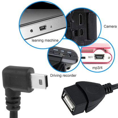 90 Degree Mini USB Male to USB 2.0 AF Adapter Cable with OTG Function, Length: 25cm by buy2fix