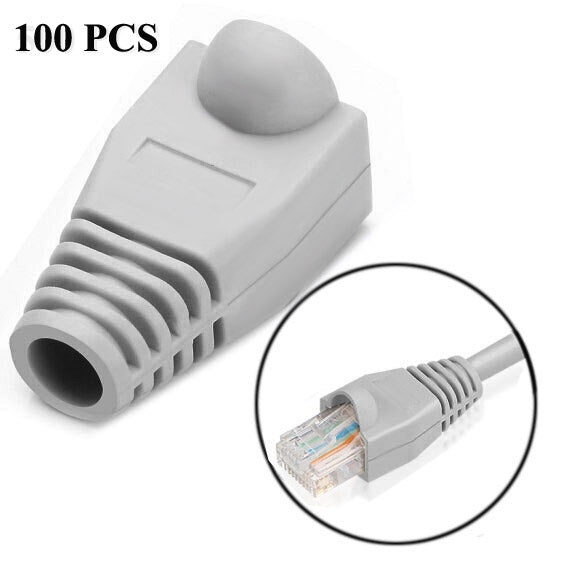 Network Cable Boots Cap Cover for RJ45, Grey (100 pcs in one packaging , the price is for 100 pcs)(Grey) by buy2fix