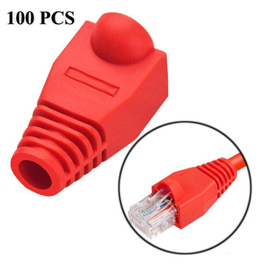 Network Cable Boots Cap Cover for RJ45, Red (100 pcs in one packaging , the price is for 100 pcs)(Red) by buy2fix