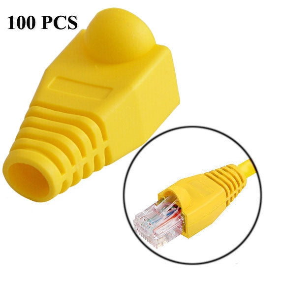 Network Cable Boots Cap Cover for RJ45, Yellow (100 pcs in one packaging , the price is for 100 pcs)(Yellow) by buy2fix