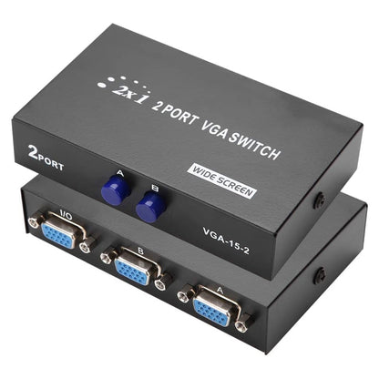 2 Port VGA Switch Box, 2 In 1 Out For LCD PC TV Monitor - HD15 (FJ-15-2C)(Black) - VGA Converter by buy2fix | Online Shopping UK | buy2fix