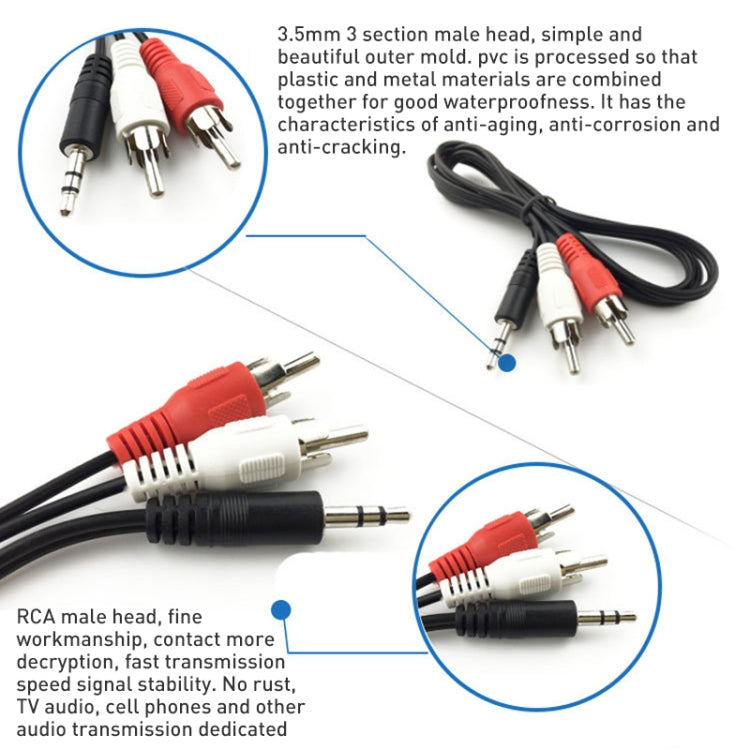 Jack 3.5mm Stereo to RCA Male Audio Cable, Length: about 2.7m by buy2fix