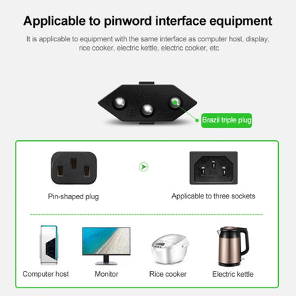 3 Prong Style Brazil AC Power Cord, Length: 1.5m ( OD6.8 ) by buy2fix