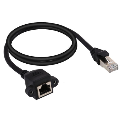 RJ45 Female to Male CAT5E Network Panel Mount Screw Lock Extension Cable, Length: 1.5m(Black) by buy2fix