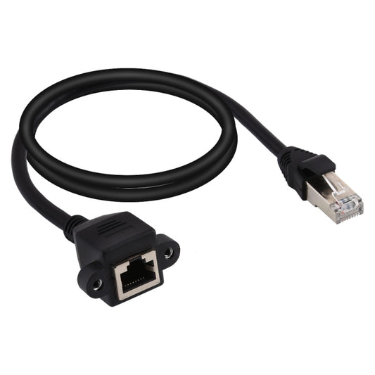 RJ45 Female to Male CAT5E Network Panel Mount Screw Lock Extension Cable, Length: 1.5m(Black) by buy2fix