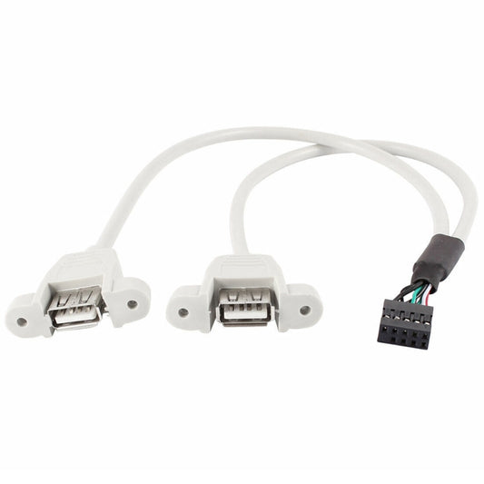 9 Pin Internal Header to 2x USB 2.0 AF Mount Pannel Cable, Length: 30cm by buy2fix