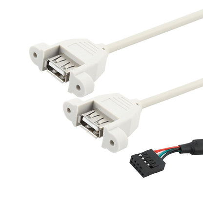 9 Pin Internal Header to 2x USB 2.0 AF Mount Pannel Cable, Length: 30cm by buy2fix