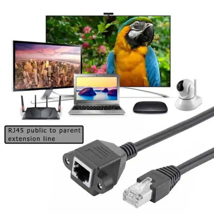 RJ45 Female to Male Cat Network Extension Cable, Length: 1.5m(Black) by buy2fix