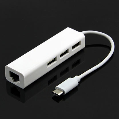Type-C to 3 x USB and RJ45 Multi-function Adapter, Length: 13cm(White) by buy2fix