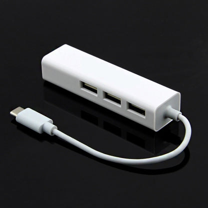 Type-C to 3 x USB and RJ45 Multi-function Adapter, Length: 13cm(White) by buy2fix