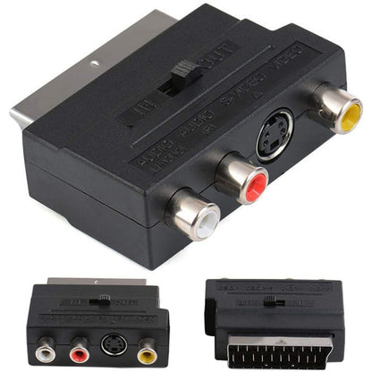 Scart Male to Female with Composite AV + S-Video Sockets(Black) by buy2fix