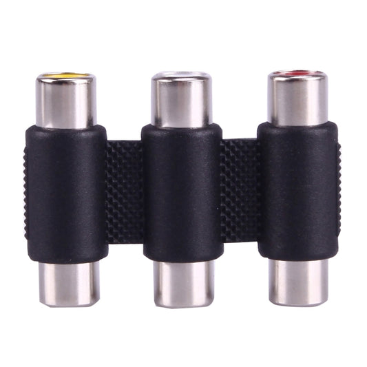 Female to Female AV 3 RCA Audio Video Coupler Adapter(Black) - RCA Adapter by buy2fix | Online Shopping UK | buy2fix