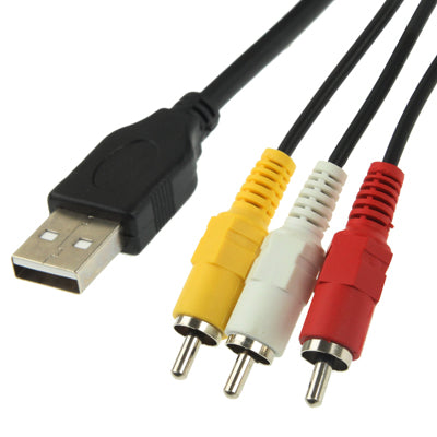 USB to 3 x RCA Male Cable, Length: 1.5m - RCA Cable by buy2fix | Online Shopping UK | buy2fix