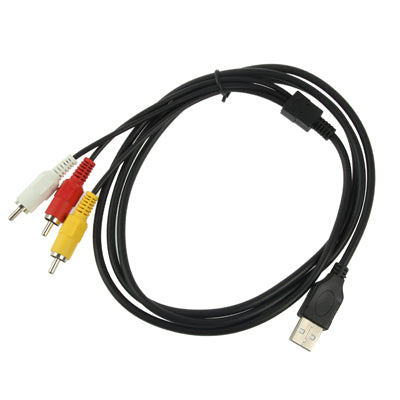 USB to 3 x RCA Male Cable, Length: 1.5m - RCA Cable by buy2fix | Online Shopping UK | buy2fix
