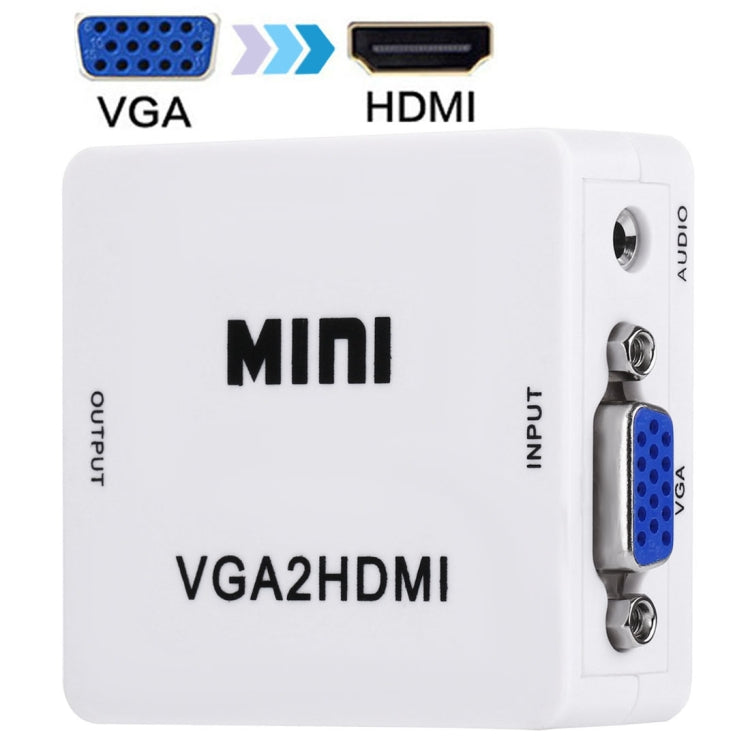 HD 1080P HDMI Mini VGA to HDMI Scaler Box Audio Video Digital Converter(White) by buy2fix