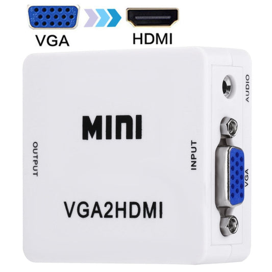 HD 1080P HDMI Mini VGA to HDMI Scaler Box Audio Video Digital Converter(White) by buy2fix