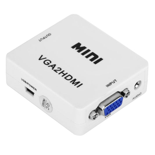 HD 1080P HDMI Mini VGA to HDMI Scaler Box Audio Video Digital Converter(White) by buy2fix