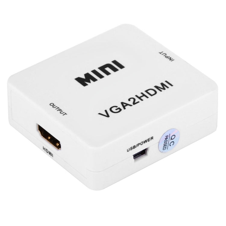 HD 1080P HDMI Mini VGA to HDMI Scaler Box Audio Video Digital Converter(White) by buy2fix