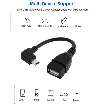 90 Degree Mini USB Male to USB 2.0 AF Adapter Cable with OTG Function, Length: 13cm(Black) by buy2fix
