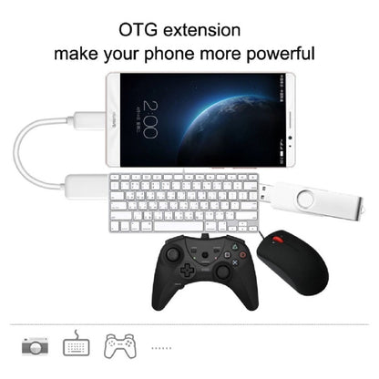 High Quality USB 2.0 AF to Micro USB 5 Pin Male Adapter Cable with OTG Function, Length: 15cm(White) - OTG Adapter by buy2fix | Online Shopping UK | buy2fix