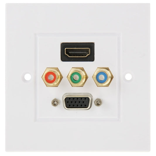 HDMI Female Plug + 3 RCA Female Plugs + VGA Female Plug Wall Plate Panel -  by buy2fix | Online Shopping UK | buy2fix