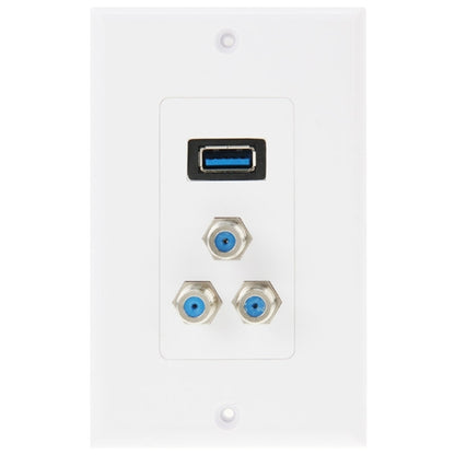 USB 3.0 Female Plug + 3 F Female Plugs Wall Plate Panel -  by buy2fix | Online Shopping UK | buy2fix