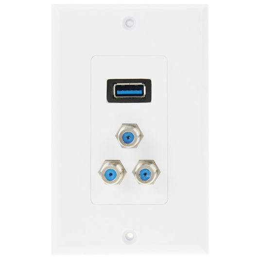 USB 3.0 Female Plug + 3 F Female Plugs Wall Plate Panel -  by buy2fix | Online Shopping UK | buy2fix