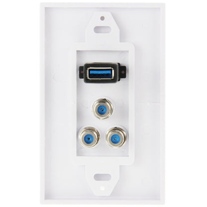 USB 3.0 Female Plug + 3 F Female Plugs Wall Plate Panel -  by buy2fix | Online Shopping UK | buy2fix