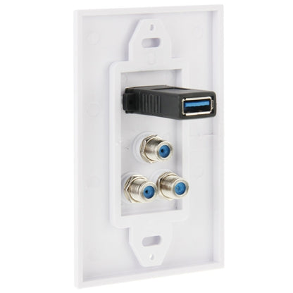USB 3.0 Female Plug + 3 F Female Plugs Wall Plate Panel -  by buy2fix | Online Shopping UK | buy2fix