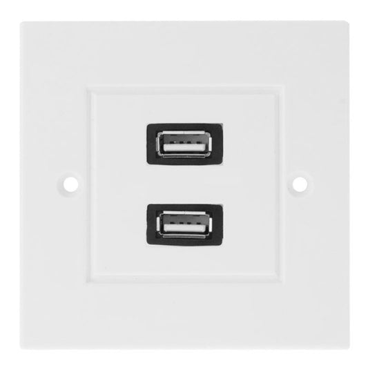 Dual USB 2.0 Female Plugs Home Wall Charger Plate Wall Plate Panel -  by buy2fix | Online Shopping UK | buy2fix