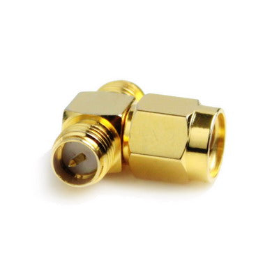RP-SMA Male to 2 RP-SMA Female Adapter (T Type), Gold Plated by buy2fix