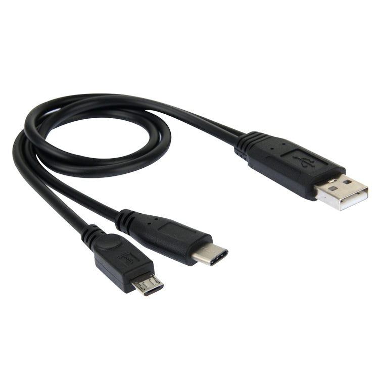 High Speed USB 2.0 Male to Micro USB Male + USB-C / Type-C 3.0 Male Data Sync Cable Adapter, For Samsung, HTC, Sony, LG, Huawei, Xiaomi, Lenovo ZUK Z1, Length: 38 cm by buy2fix