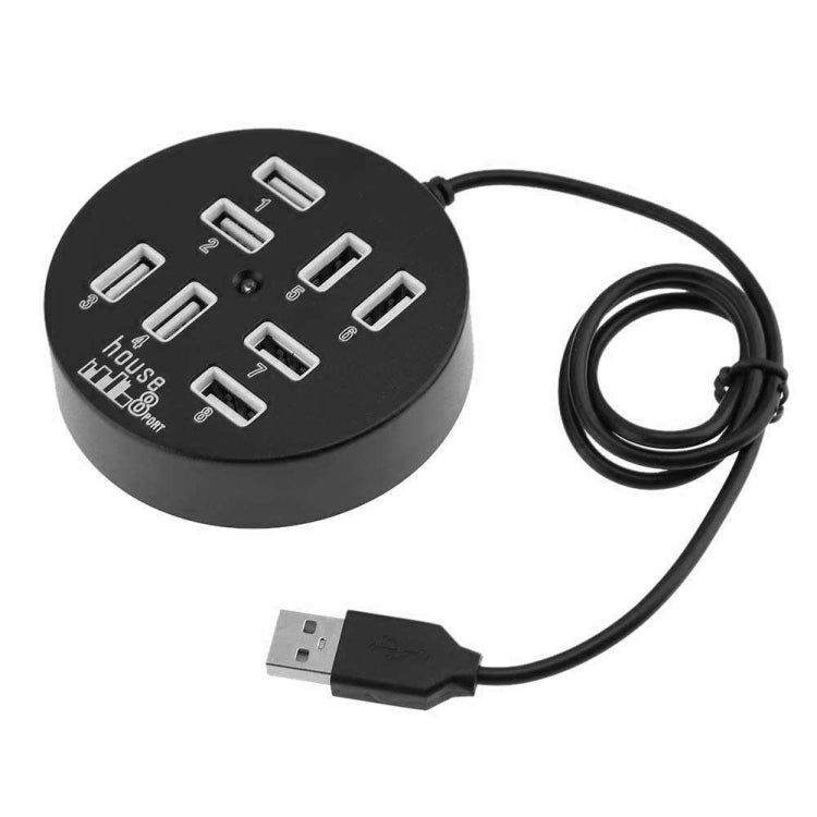 High Speed 8 Ports USB 2.0 Portable Round Hub, Length: 60cmRound Circular 8 Ports USB 2.0 Hub Multi-port Splitter Expansion Adapter for Laptop Notebook PC, Support 1TB Mobile HDD(Black) by buy2fix