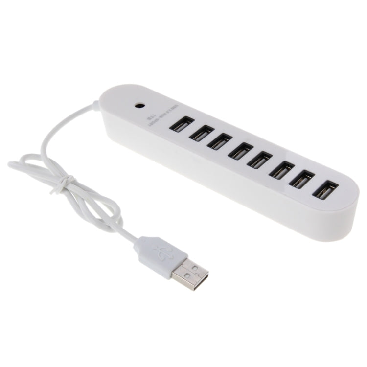 8 Ports USB 2.0 Portable Oval Hub, Length: 50cm(White) by buy2fix