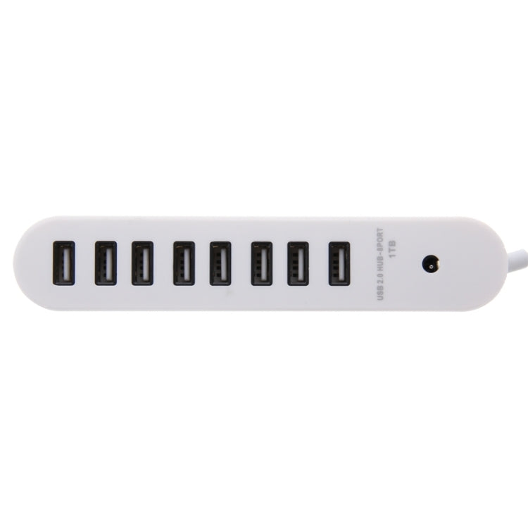 8 Ports USB 2.0 Portable Oval Hub, Length: 50cm(White) by buy2fix