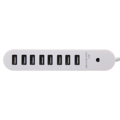 8 Ports USB 2.0 Portable Oval Hub, Length: 50cm(White) by buy2fix