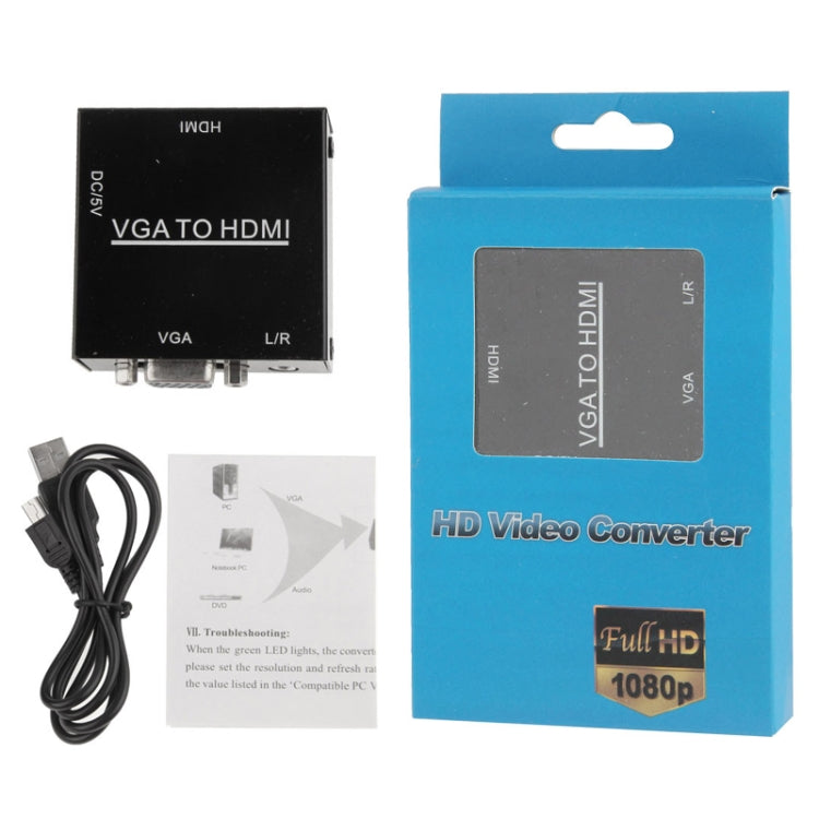 HD 1080P HDMI Mini VGA to HDMI Scaler Box Audio Video Digital Converter Adapter for PC / HDTV by buy2fix