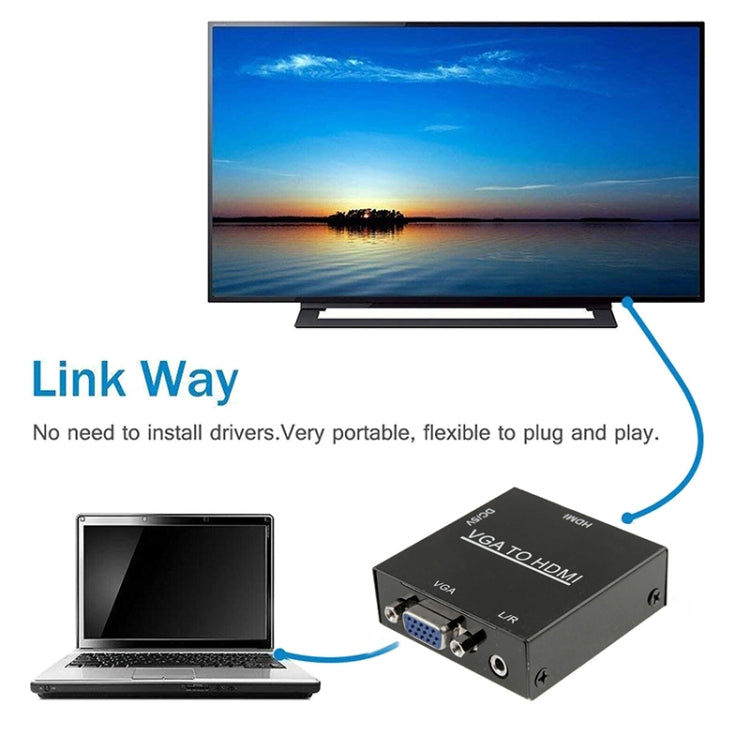 HD 1080P HDMI Mini VGA to HDMI Scaler Box Audio Video Digital Converter Adapter for PC / HDTV by buy2fix