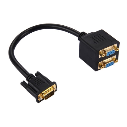 30cm VGA Male to 2 VGA Female Splitter Cable(Black) - Cable by buy2fix | Online Shopping UK | buy2fix