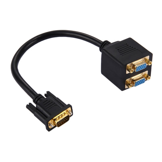 30cm VGA Male to 2 VGA Female Splitter Cable(Black) - Cable by buy2fix | Online Shopping UK | buy2fix