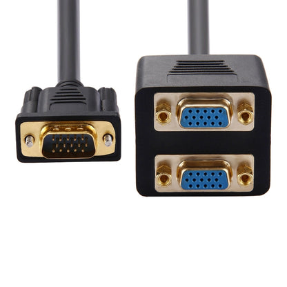 30cm VGA Male to 2 VGA Female Splitter Cable(Black) - Cable by buy2fix | Online Shopping UK | buy2fix