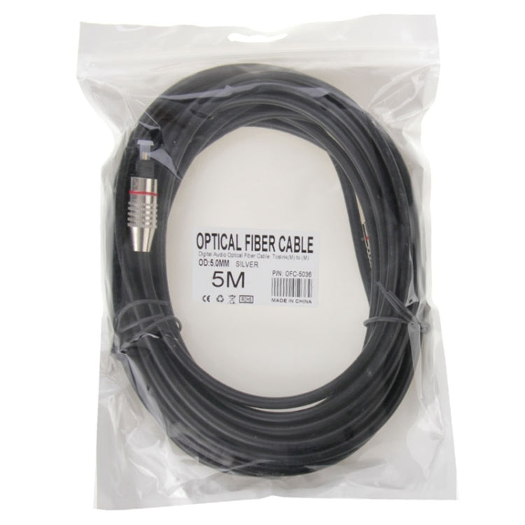 Digital Audio Optical Fiber Cable Toslink M to M, OD: 5.0mm, Length: 5m by buy2fix