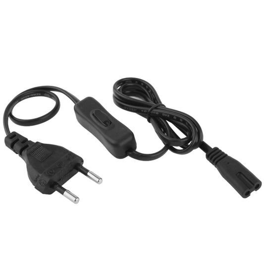 2 Prong Style EU Plug AC Power Cord with 304 Switch, Length: 1.5m(Black) by buy2fix