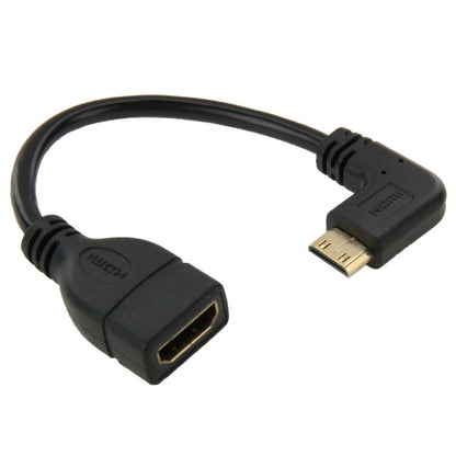 16cm Gold Plated Mini HDMI Male to HDMI 19 Pin Female Cable, 90 Degree Right Angle by buy2fix