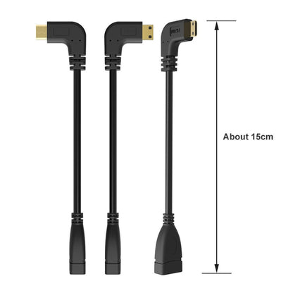 16cm Gold Plated Mini HDMI Male to HDMI 19 Pin Female Cable, 90 Degree Right Angle by buy2fix